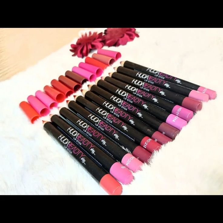 Huda Beauty Matte Color Lipstick Pencils (Set of 12) – Waterproof & Long Lasting