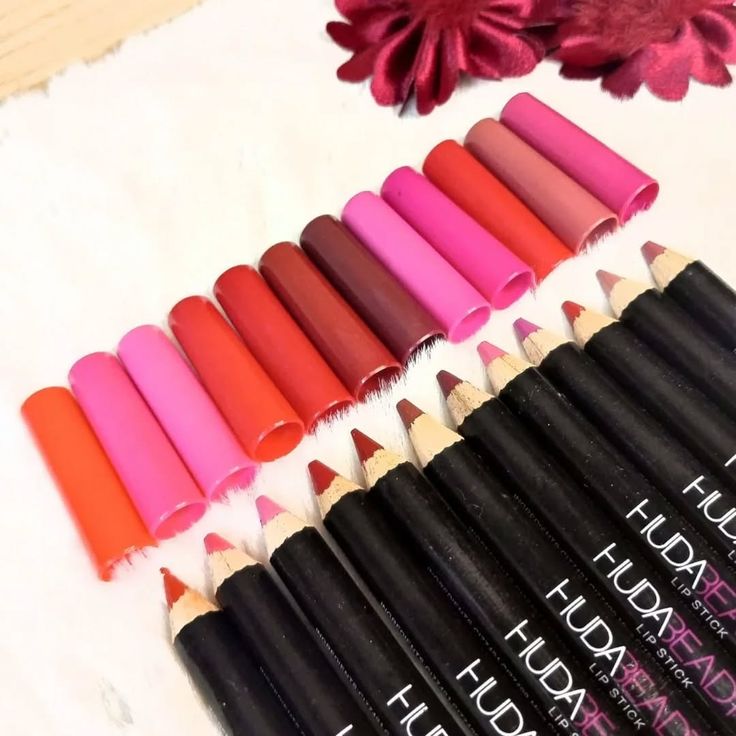 Huda Beauty Matte Color Lipstick Pencils (Set of 12) – Waterproof & Long Lasting